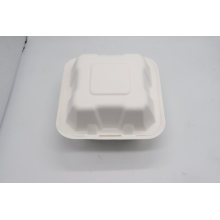 Biodegradable Meat Food Packaging Clamshell Sugarcane Pulp Bagasse 1 Compartment Tray for Food